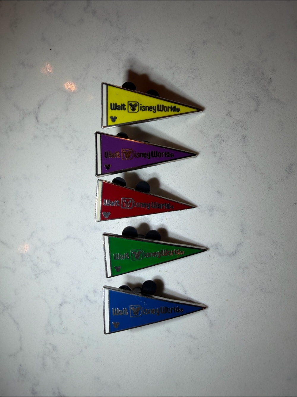 Walt Disney World Trading Pin Set - Yellow, Purple, Red, Green, Blue